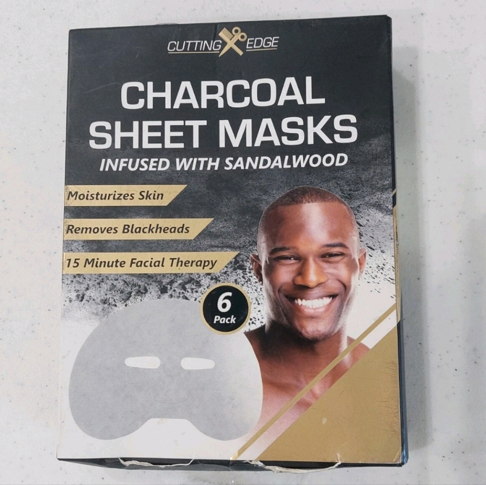 6pc. Charcoal Sheet Masks W/Sandalwood 15 Minute Facial Removes Blackheads